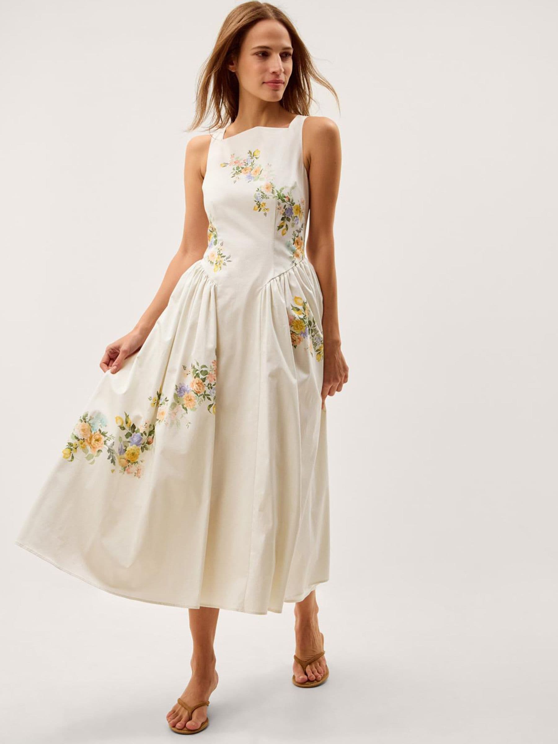 cream floral midi dress Outfit Solved Cream Floral Midi Dress, Small - The Mint Julep Boutique