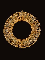 Premier Decorations Ltd White Warm 45cm Pre Lit Christmas Wreath with 600 LEDs - Image 2 of 2