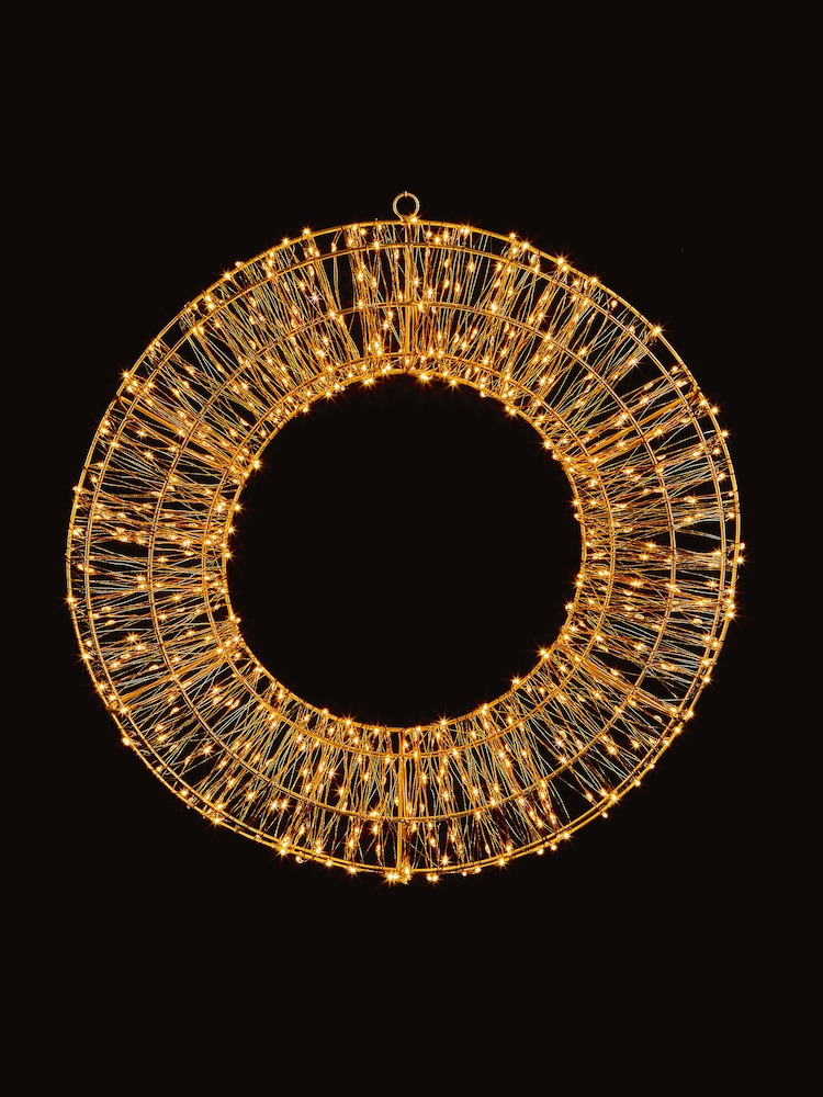 Premier Decorations Ltd White Warm 45cm Pre Lit Christmas Wreath with 600 LEDs - Image 2 of 2