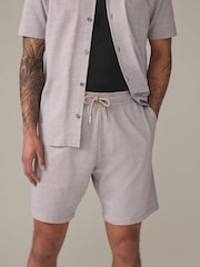 Dark Stone Geo Printed 100% Cotton Jersey Shorts - Image 1 of 11