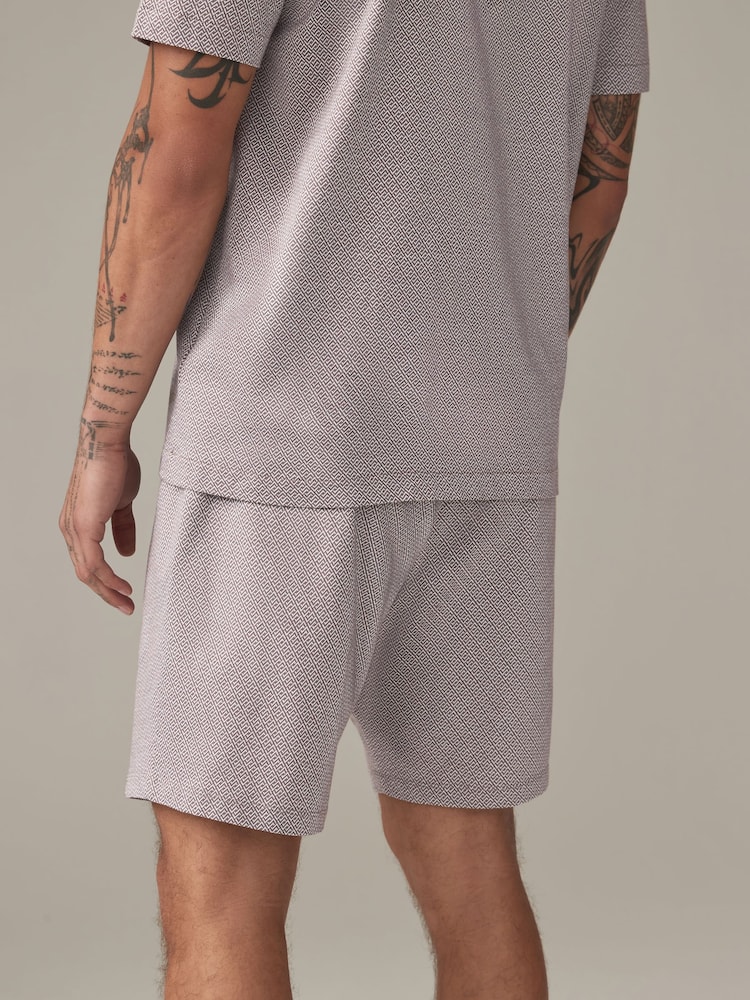 Dark Stone Geo Printed 100% Cotton Jersey Shorts - Image 2 of 11