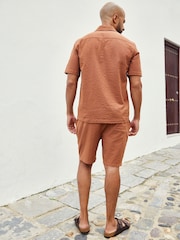 Rust Brown 100% Cotton Seersucker Dock Shorts - Image 3 of 4
