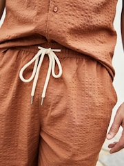 Rust Brown 100% Cotton Seersucker Dock Shorts - Image 4 of 4