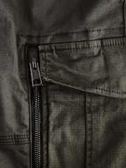 Khaki Green Premium Washed Cotton Cargo Shorts - Image 10 of 10