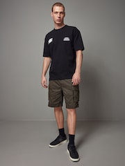 Khaki Green Premium Washed Cotton Cargo Shorts - Image 2 of 10