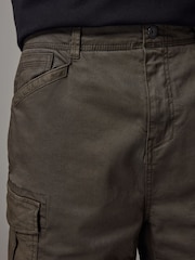 Khaki Green Premium Washed Cotton Cargo Shorts - Image 6 of 10