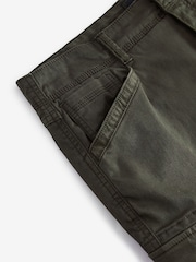 Khaki Green Premium Washed Cotton Cargo Shorts - Image 9 of 10