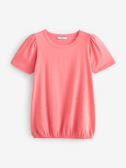 Fluro Pink 100% Cotton Short Sleeve Sparkle Jersey Bubblehem Top - Image 5 of 6
