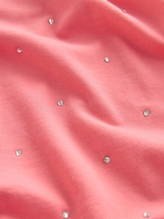 Fluro Pink 100% Cotton Short Sleeve Sparkle Jersey Bubblehem Top - Image 6 of 6
