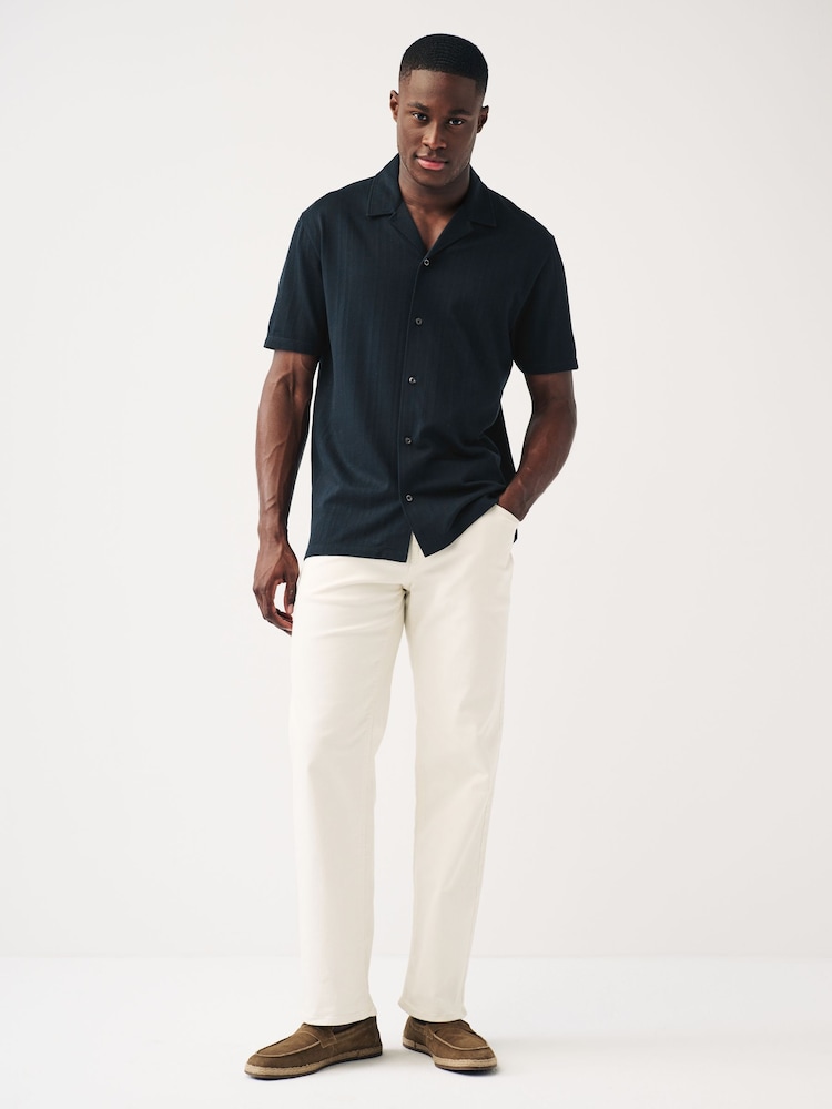 Navy Textured Jersey Short Sleeve Shirt - Image 2 of 8