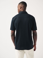 Navy Textured Jersey Short Sleeve Shirt - Image 4 of 8