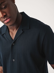 Navy Textured Jersey Short Sleeve Shirt - Image 5 of 8