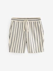 Cream/Blue Striped Textured Dock Shorts - Image 5 of 8