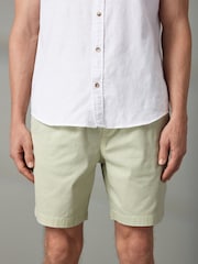 Lime Green Washed Cotton Elasticated Waist Shorts - Image 1 of 9