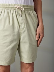 Lime Green Washed Cotton Elasticated Waist Shorts - Image 4 of 9