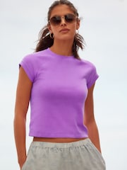 Fluro Purple Crew Neck Short Sleeve Raglan Top - Image 1 of 7