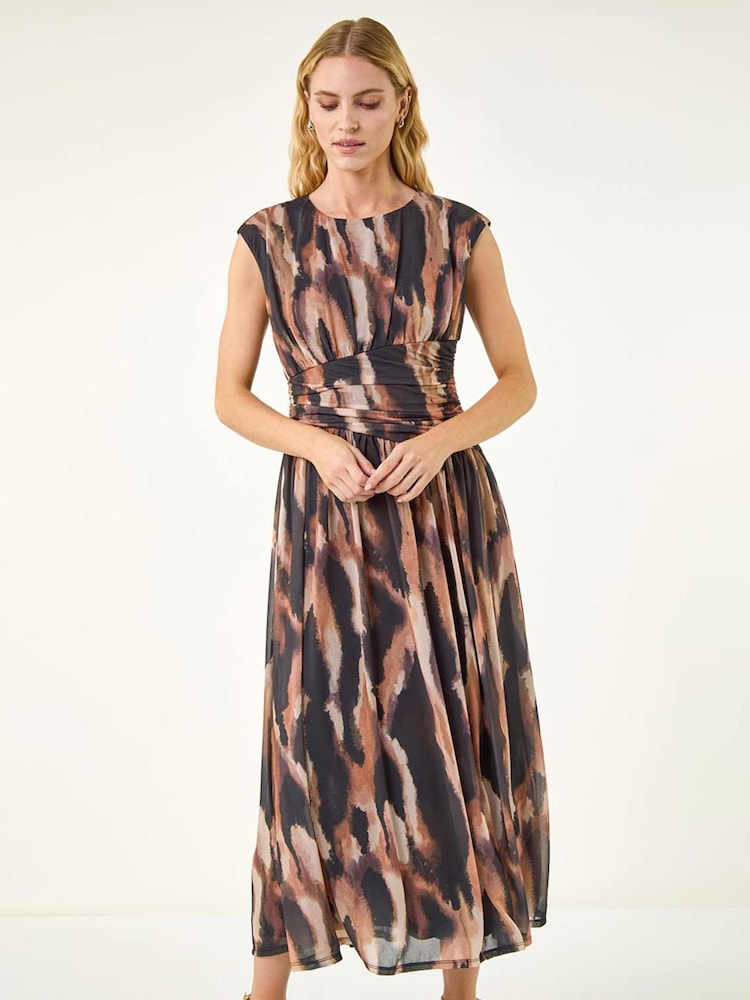 Roman Black Abstract Ruched Dress - Image 2 of 5