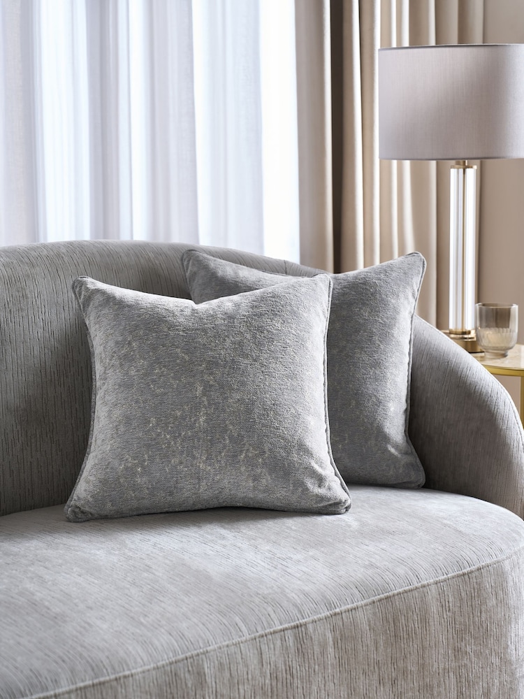 Lipsy Grey Abstract Velvet Cushion - Image 1 of 6