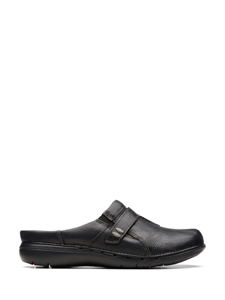 Clarks Black Leather Un Loop Ease Shoes - Image 1 of 7