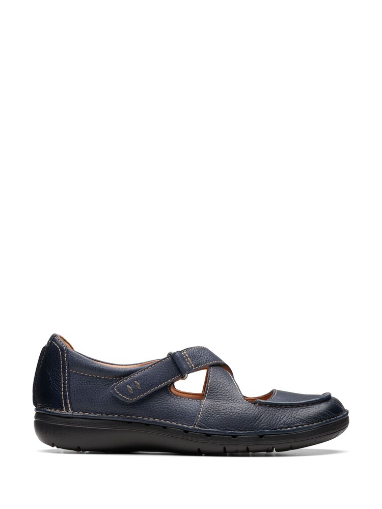 Clarks Blue Leather Un Loop Strap Shoes - Image 1 of 7