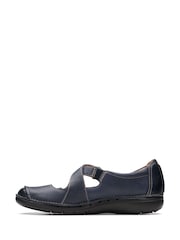 Clarks Blue Leather Un Loop Strap Shoes - Image 2 of 7