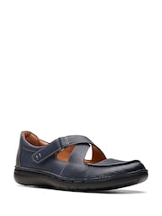 Clarks Blue Leather Un Loop Strap Shoes - Image 3 of 7