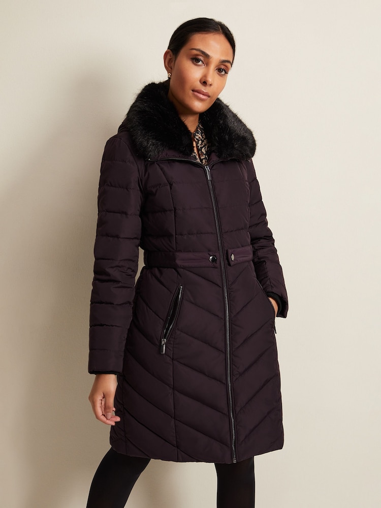 Phase Eight Purple Petite Petite Bobbie Puffer Coat - Image 1 of 6