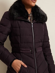 Phase Eight Purple Petite Petite Bobbie Puffer Coat - Image 4 of 6