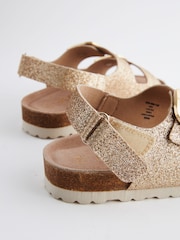 Gold Glitter Standard Fit (F) Two Strap Corkbed Sandals - Image 5 of 5