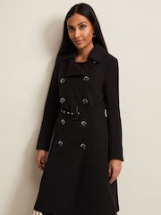 Phase Eight Black Petite Layana Smart Trench Coat - Image 1 of 6
