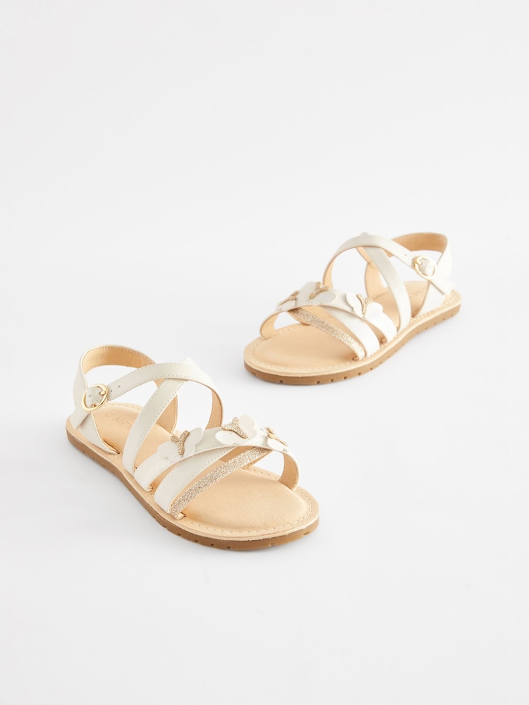 White Gold Butterfly Sandals - Image 1 of 4