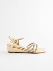 Gold Strappy Wedge Sandals - Image 2 of 5