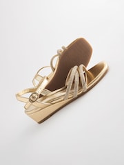 Gold Strappy Wedge Sandals - Image 4 of 5