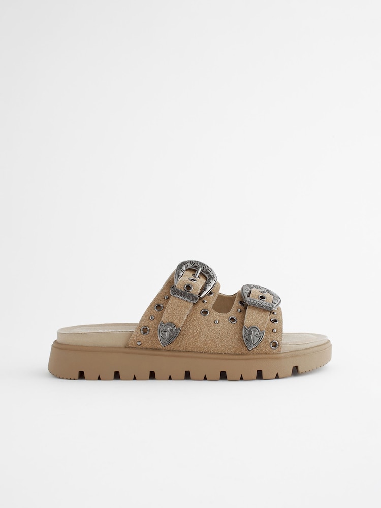 Brown Western Double Buckle Sandals - Image 2 of 6