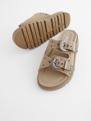 Brown Western Double Buckle Sandals - Image 4 of 6