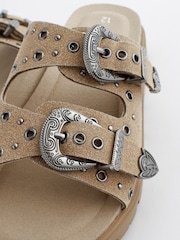 Brown Western Double Buckle Sandals - Image 5 of 6