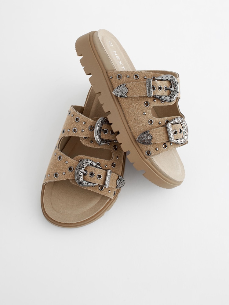 Brown Western Double Buckle Sandals - Image 6 of 6