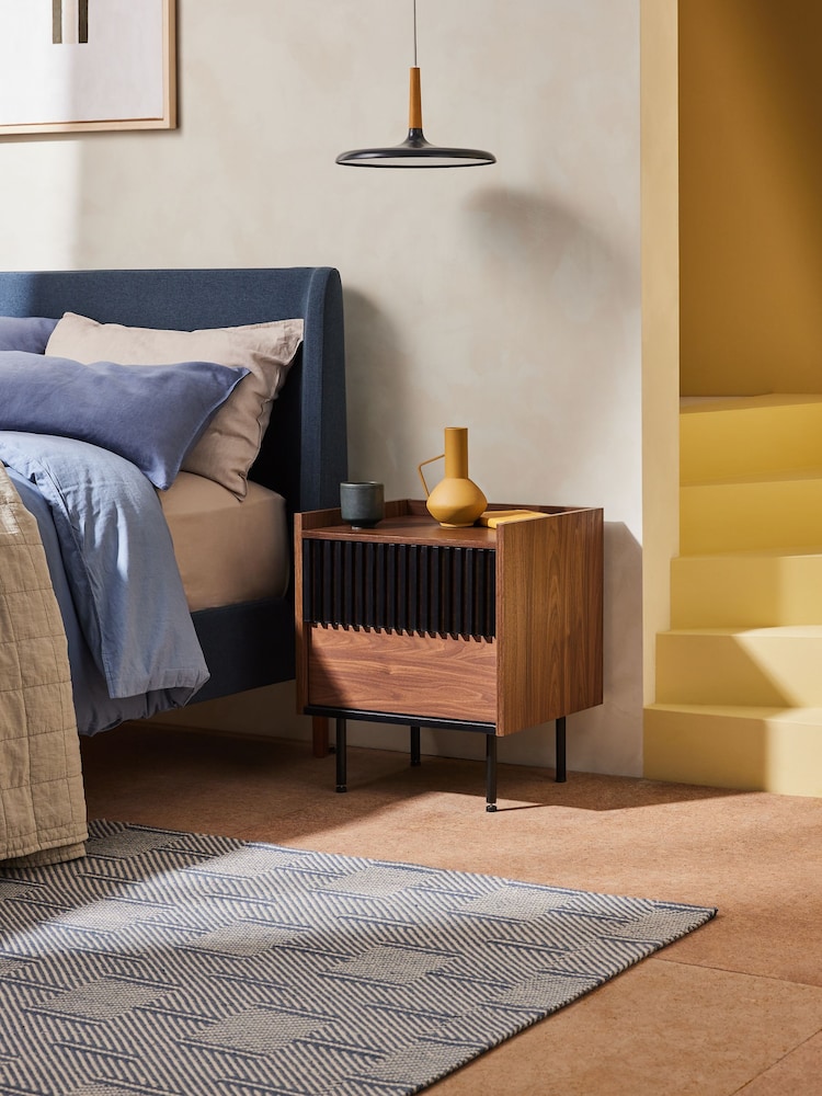 MADE.COM Dark Walnut Effect Blaze Bedside Table - Image 1 of 3