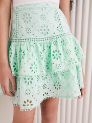 Lipsy White/Green Broderie Skirt Dress (5-16yrs) - Image 3 of 4