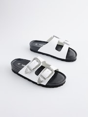 White Western Double Buckle Sandals - Image 4 of 8