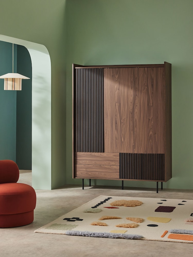 MADE.COM Dark Walnut Effect Blaze Triple, 3 drawers Wardrobe - Image 2 of 6