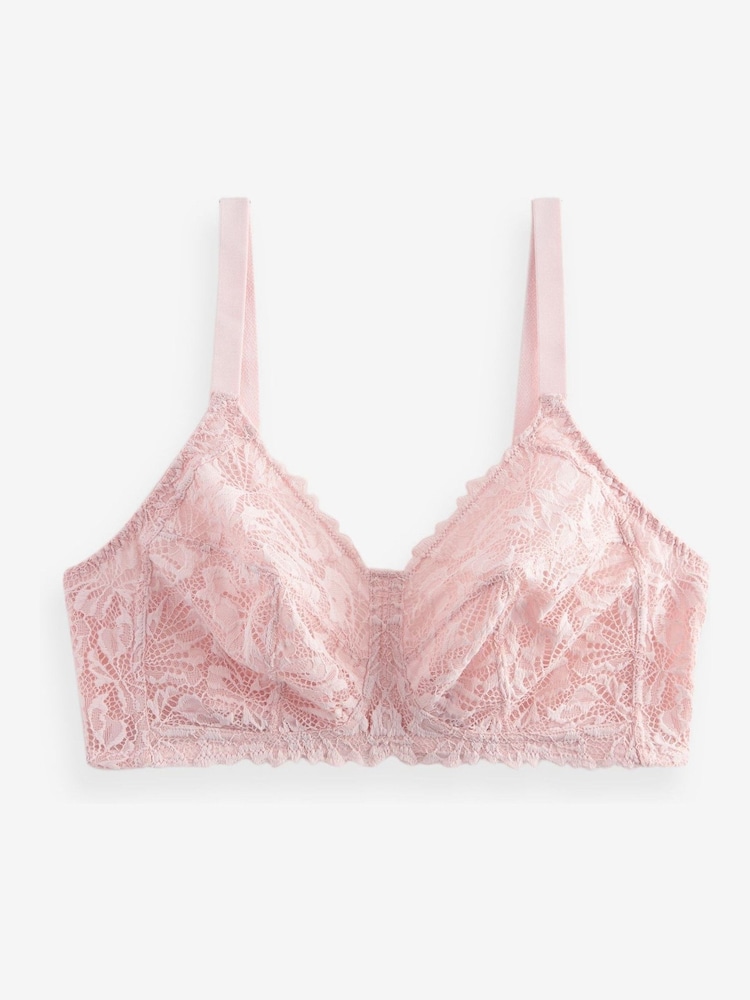 Light Pink Total Support Non Pad Non Wire Full Cup Lace Ultimate Comfort Bra B-H - Image 6 of 7
