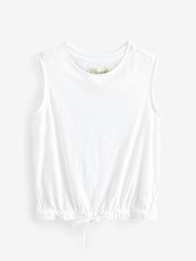 White 100% Cotton Sleeveless Drawstring Top - Image 5 of 6