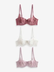 Malvenlila/Cream/Rosenrosa - Spitzen-BHs im 3er-Pack - Bild 10 von 15