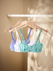 Blue/Green/White Non Pad Full Cup Lace Bras 3 Pack - Image 2 of 14