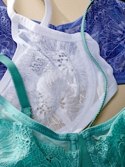 Blue/Green/White Non Pad Full Cup Lace Bras 3 Pack - Image 3 of 14