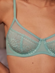 Blue/Green/White Non Pad Full Cup Lace Bras 3 Pack - Image 6 of 14