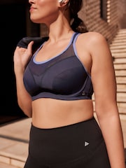 Blue Active High Impact Colourblock Wired Sports Bra - Image 4 of 8
