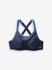 Blue Active High Impact Colourblock Wired Sports Bra - Image 7 of 8