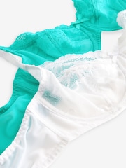 Teal Blue/White Non Pad Balcony DD+ Lace Bras 2 Pack - Image 10 of 10